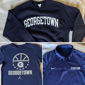 LOT 3 GEORGETOWN UNIVERSITY HOYAS SWEATSHIRT POLO NIKE JORDAN CHAMPION REVERSE